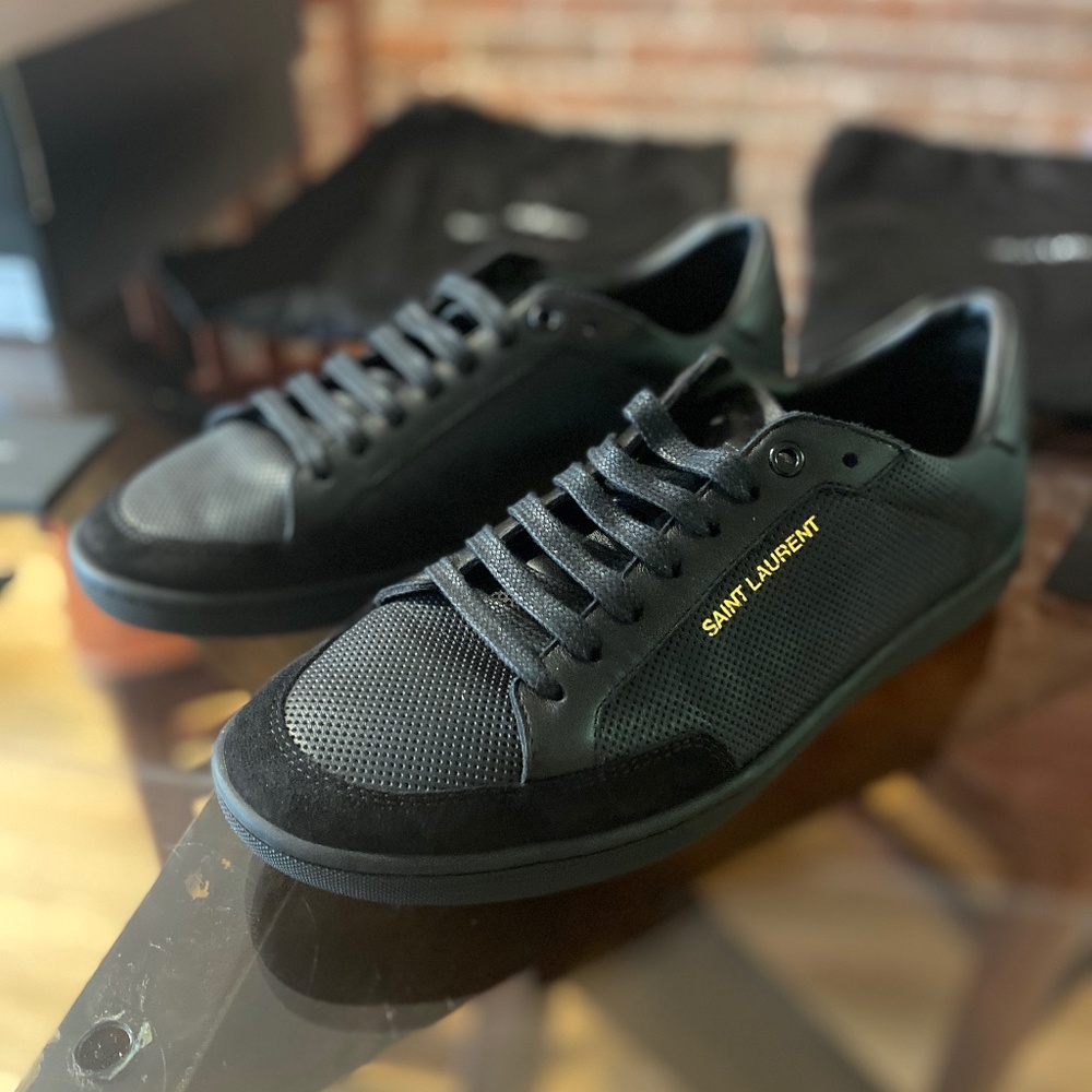 Saint Laurent Court Classic SL/10 Sneakers in Perforated Leather and Suede